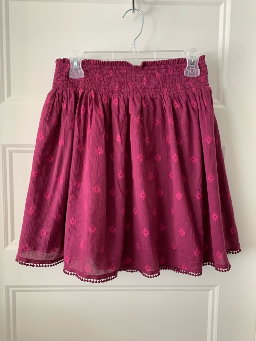 Old Navy , Womens Berry Smocked Waist Mini Skirt rasberry color